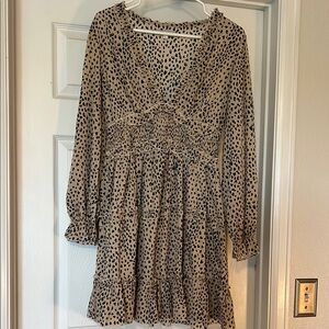 Leopard Print Long Sleeve Dress